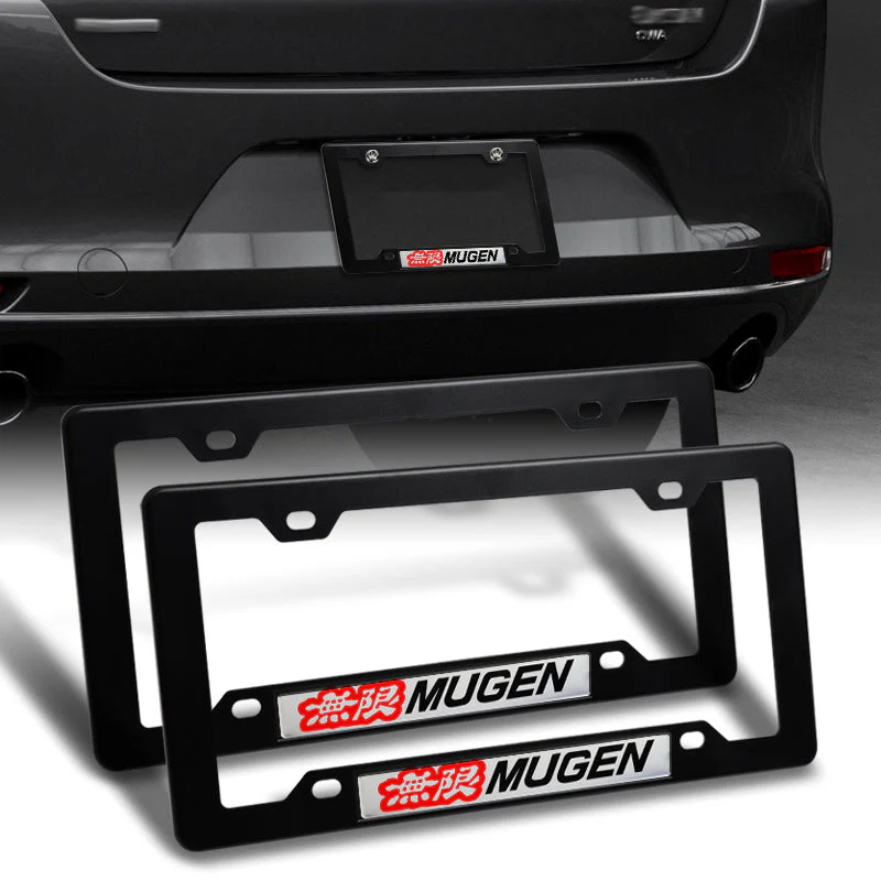 Honda Mugen Motor Sports Set ABS License Plate Frame with Silver Emblems x2 with Key Fob Back Cover - Image 7