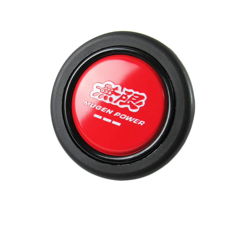 MUGEN POWER Set 15" Diameter Steering Wheel Cover Carbon Fiber Look Leather with Red JDM Logo Horn Button - Image 2