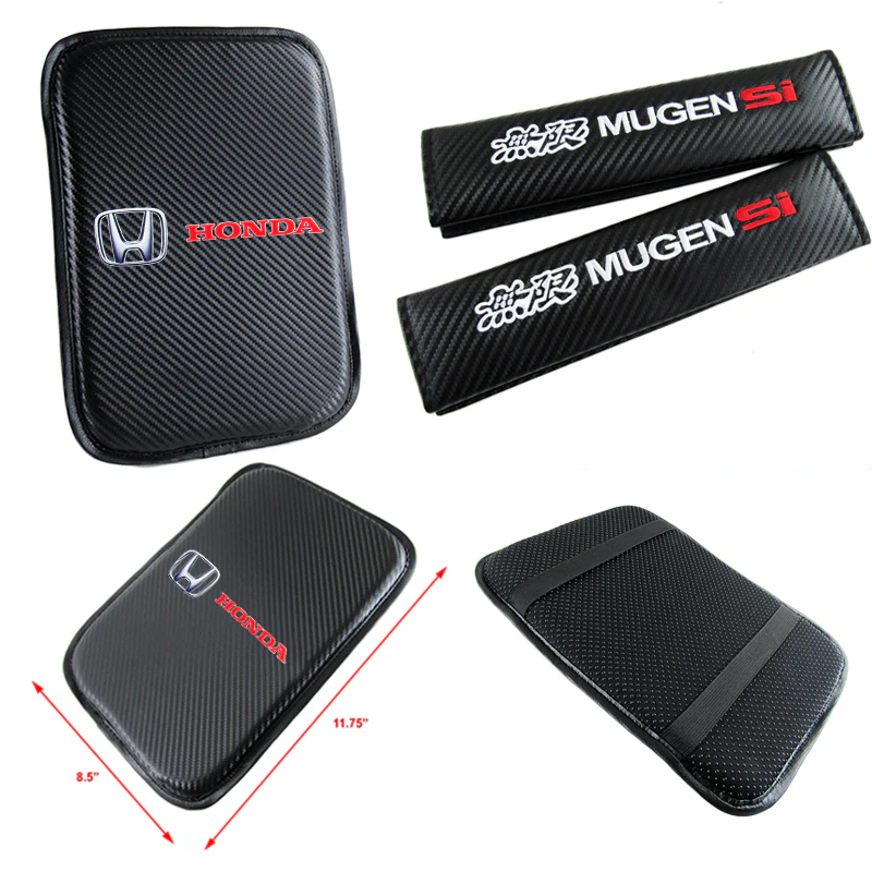 Honda Civic Mugen Si Set Car Center Console Armrest Cushion Mat Pad Cover with Seat Belt Cover Set - Image 6
