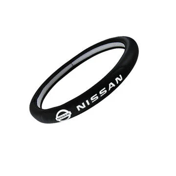 NISSAN Set New Faux Leather 15" Diameter Car Auto Steering Wheel Cover with Logo Horn Button - Image 6