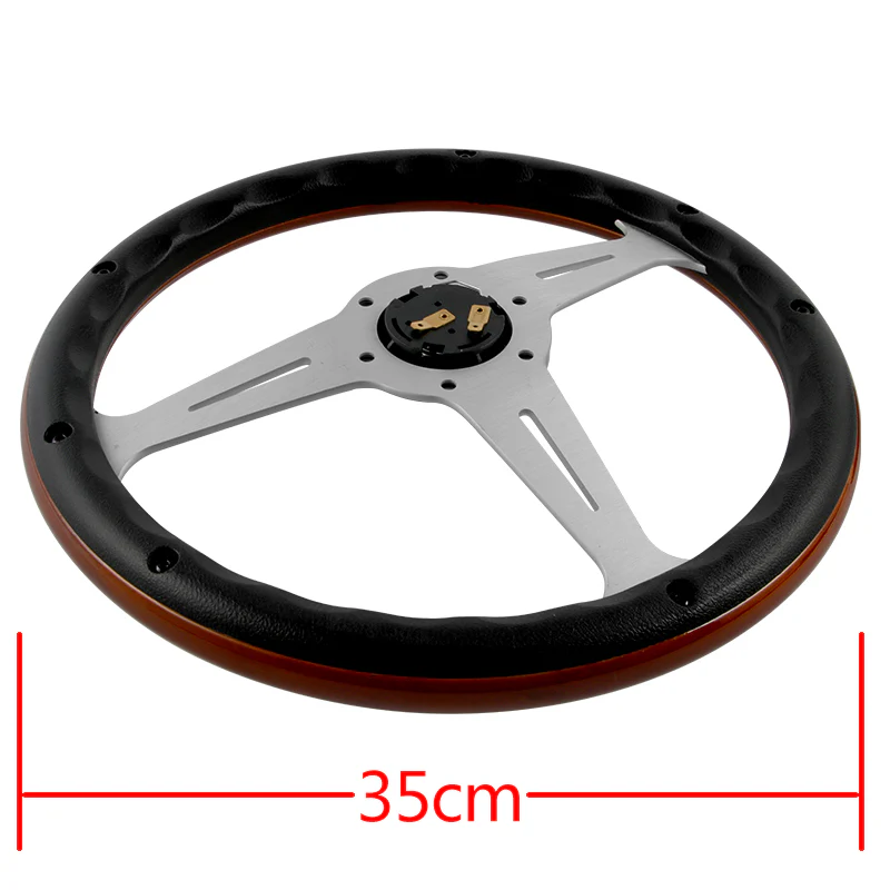 NEW NARDI CLASSIC 350MM STEERING WHEEL MAHOGANY WOOD with POLISHED SPOKE D Style - Image 2