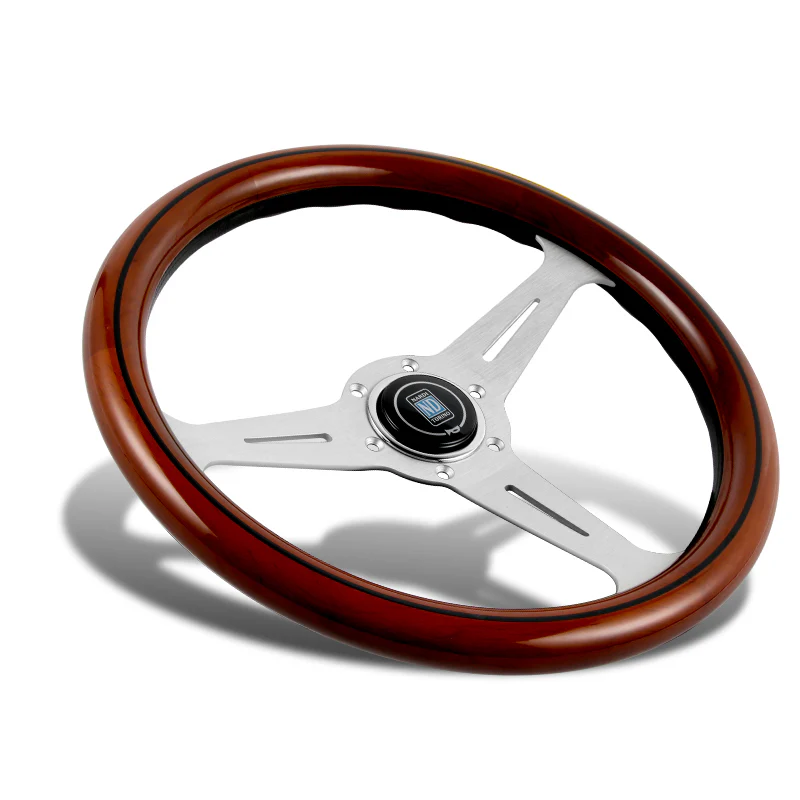 NEW NARDI CLASSIC 350MM STEERING WHEEL MAHOGANY WOOD with POLISHED SPOKE D Style - Image 6