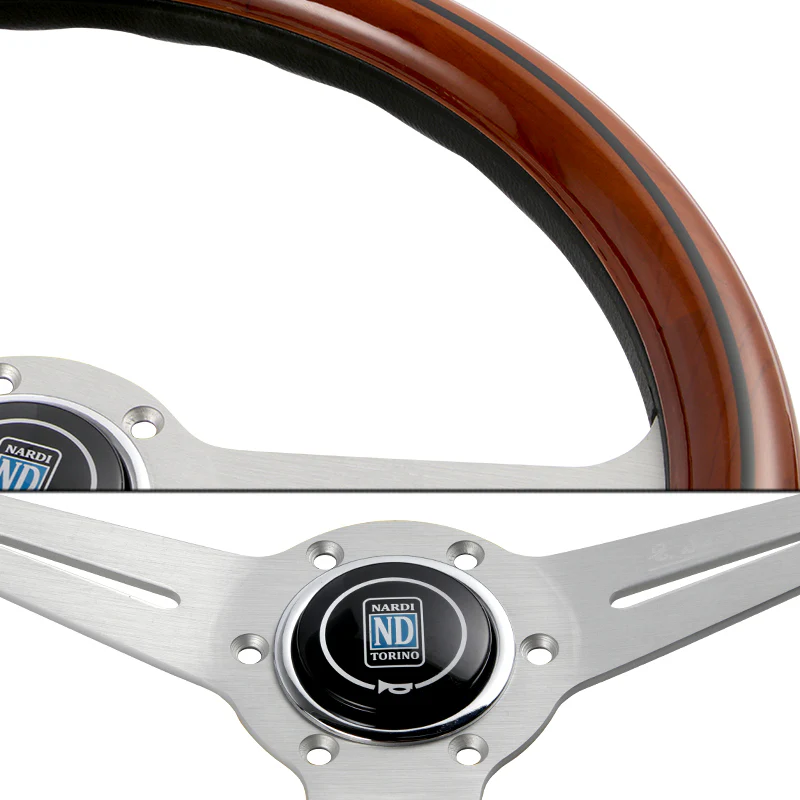 NEW NARDI CLASSIC 350MM STEERING WHEEL MAHOGANY WOOD with POLISHED SPOKE D Style - Image 7