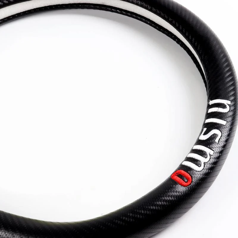 NISSAN NISMO Set of Car 15" Steering Wheel Cover Carbon Fiber Style Leather with Seat Belt Covers - Image 2