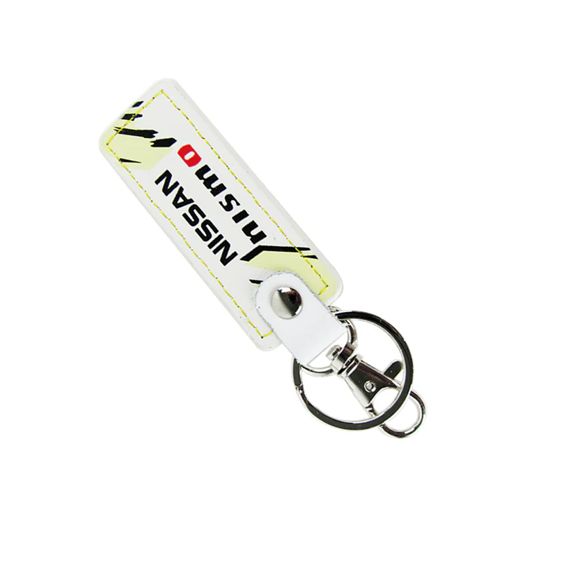 NISSAN NISMO JDM 1 pc White Leather Rectangle Key Fob Keyring Keychain Tag Lanyard Holder Clip New - Image 3