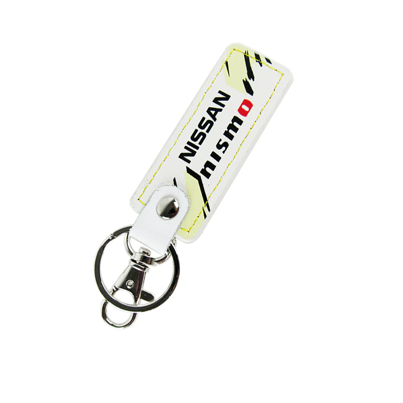 NISSAN NISMO JDM 1 pc White Leather Rectangle Key Fob Keyring Keychain Tag Lanyard Holder Clip New - Image 5