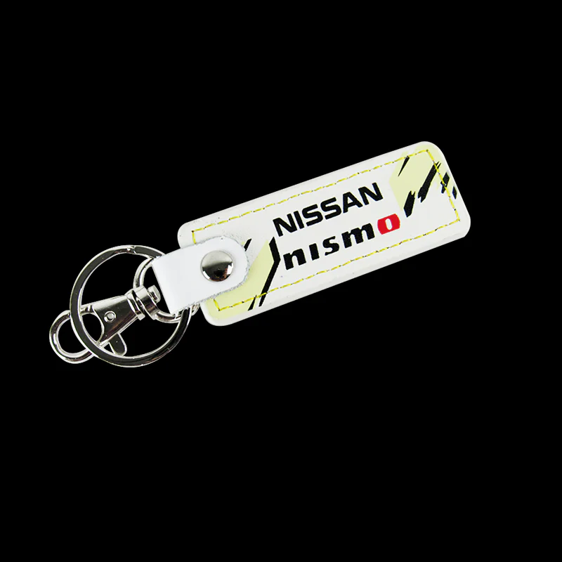 NISSAN NISMO JDM 1 pc White Leather Rectangle Key Fob Keyring Keychain Tag Lanyard Holder Clip New - Image 7