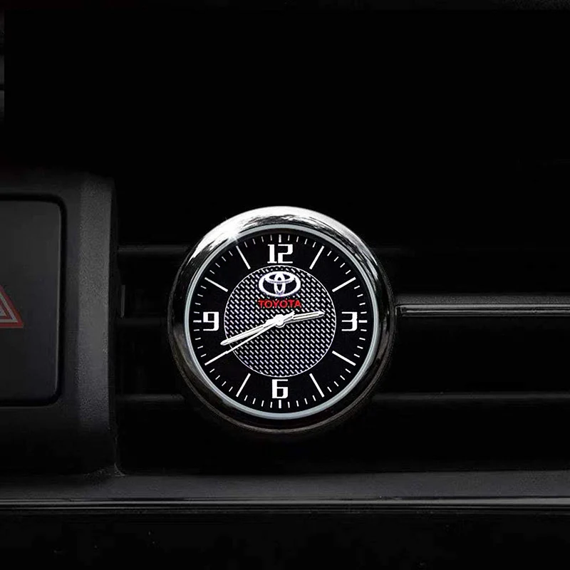 TOYOTA Set of Car 15" Steering Wheel Cover Carbon Fiber Look Leather with Exquisite Clock - Image 10