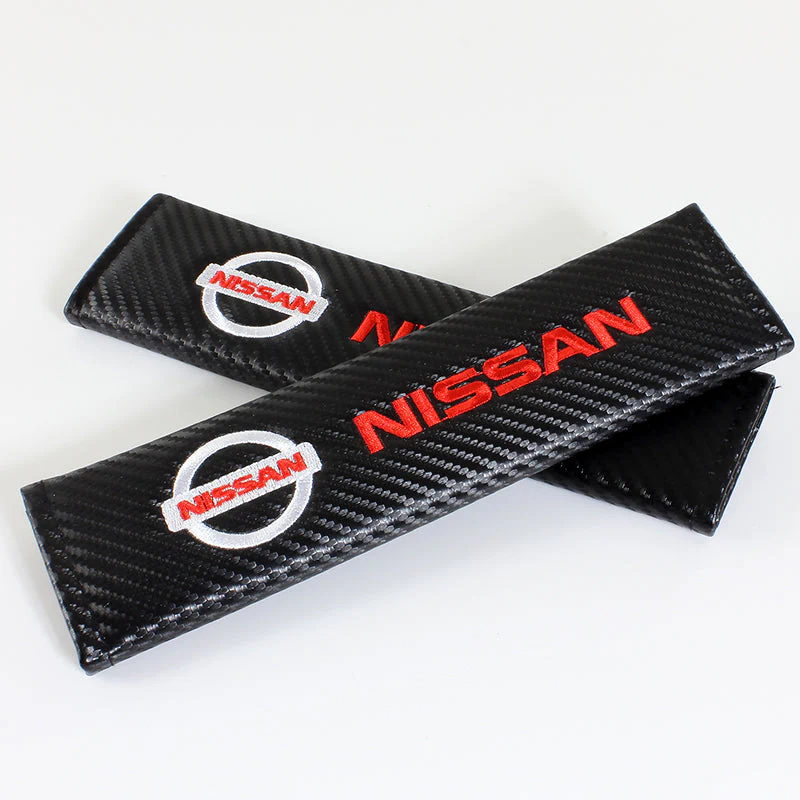 Nissan Set Blue Keychain Metal Key Ring with Black Carbon Fiber Look Seat Belt Covers - Image 4