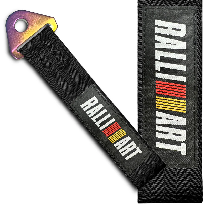 RALLIART MITSUBISHI RACING Drift Rally Sports NEO CHROME HIGH STRENGTH Tow Strap for Front / Rear Bumper - Image 5