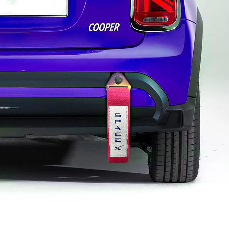 SpaceX RACING Drift Rally Sports NEO CHROME HIGH STRENGTH Pink Tow Strap for Front / Rear Bumper - Image 4