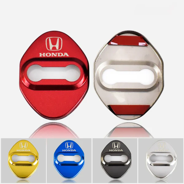 Honda Civic Accord CR-V Red Stainless Steel Door Lock Door Striker Cover Set of 4 - Image 4