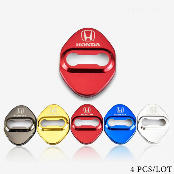 Honda Civic Accord CR-V Red Stainless Steel Door Lock Door Striker Cover Set of 4 - Image 5