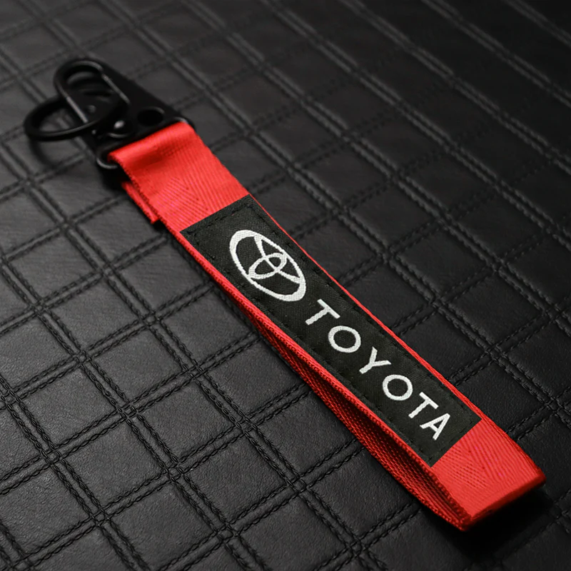 Red TOYOTA MOTORS Racing Set Keychain Metal Key Ring with Steering Wheel Emblem - Image 2