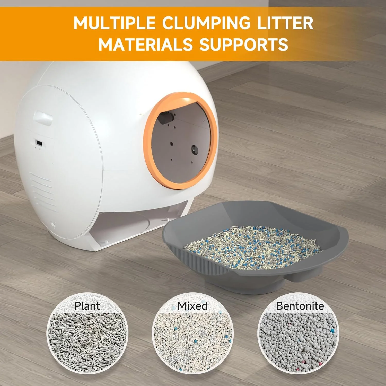 Self Cleaning Cat Litter Box: ELS PET Hands-Off 60L Extra Large Cat Litter Box, Odor Eliminating Smart Litter Box with APP Control, 2.4Ghz WiFi Only, Automatic Cat Litter Box for Multiple Cats (Orange) - Image 8