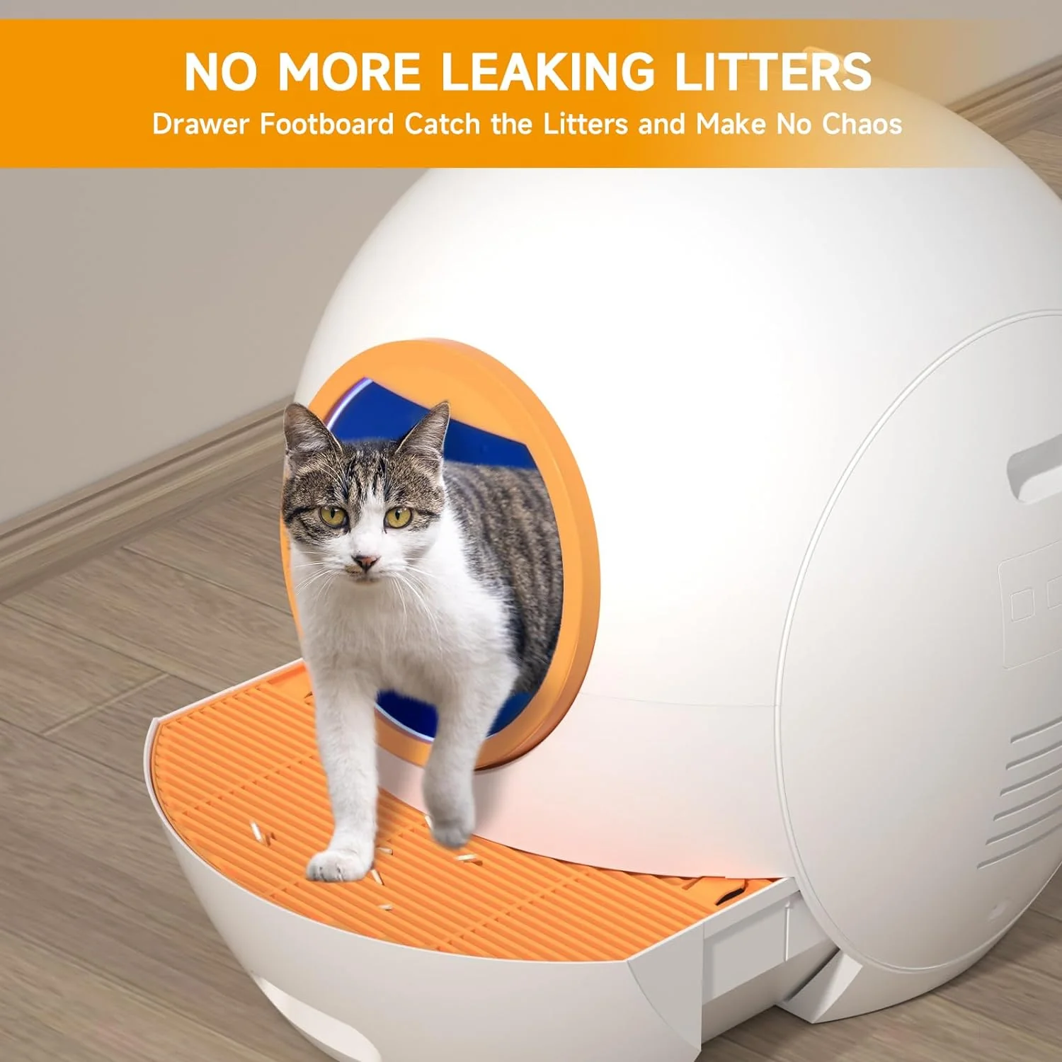 Self Cleaning Cat Litter Box: ELS PET Hands-Off 60L Extra Large Cat Litter Box, Odor Eliminating Smart Litter Box with APP Control, 2.4Ghz WiFi Only, Automatic Cat Litter Box for Multiple Cats (Orange) - Image 9