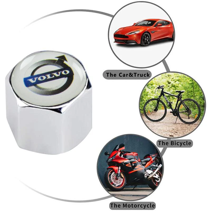 VOLVO Set LOGO Emblems with Wheel Tire Valves Air Caps Keychain - US SELLER - Image 2