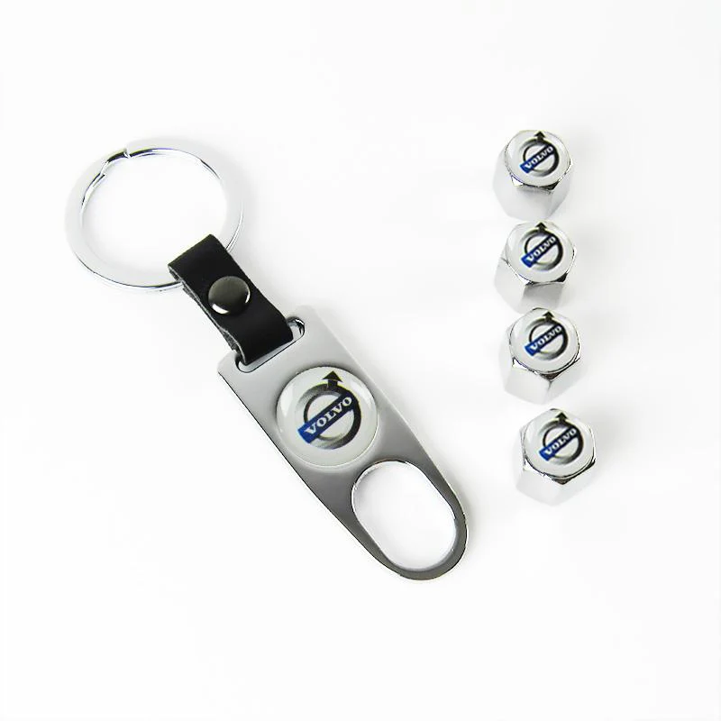 VOLVO Set LOGO Emblems with Wheel Tire Valves Air Caps Keychain - US SELLER - Image 3