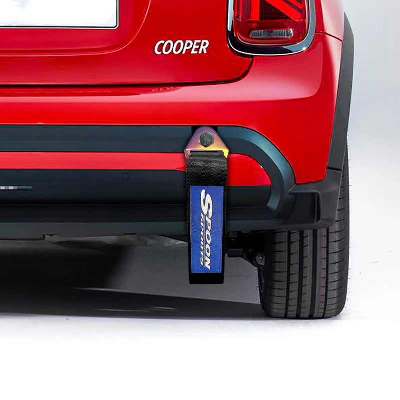 JDM SPOON SPORTS RACING Drift Rally NEO CHROME HIGH STRENGTH Tow Strap for Front / Rear Bumper - Image 4