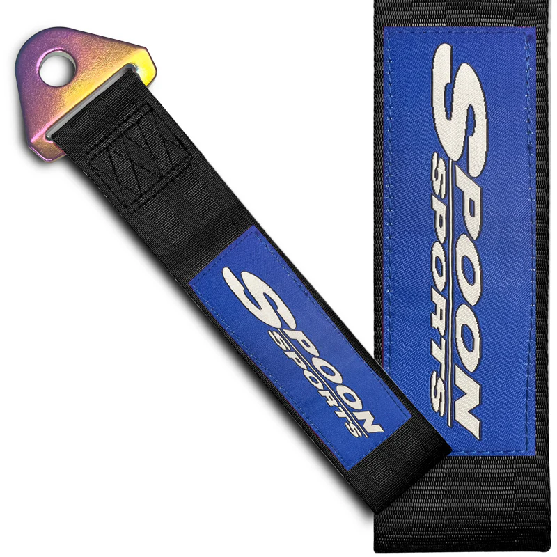 JDM SPOON SPORTS RACING Drift Rally NEO CHROME HIGH STRENGTH Tow Strap for Front / Rear Bumper - Image 5