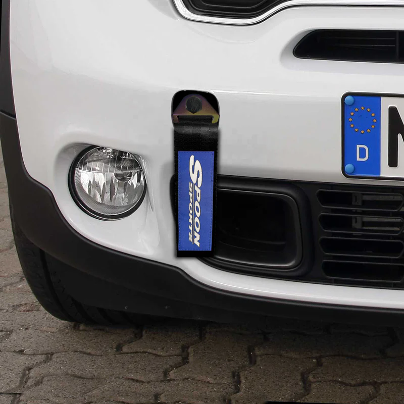 JDM SPOON SPORTS RACING Drift Rally NEO CHROME HIGH STRENGTH Tow Strap for Front / Rear Bumper - Image 8