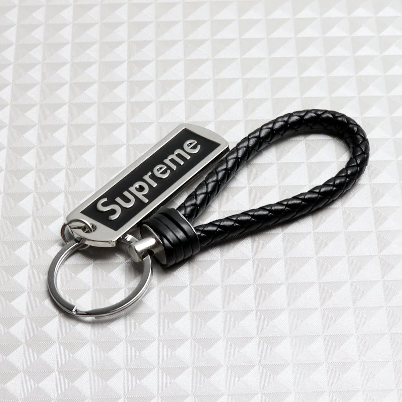 Supreme3M Set Blue Embroidered Logo Seat Belt Covers with Metal Pendant with Calf Leather Keychain For Honda Toyota - Image 4
