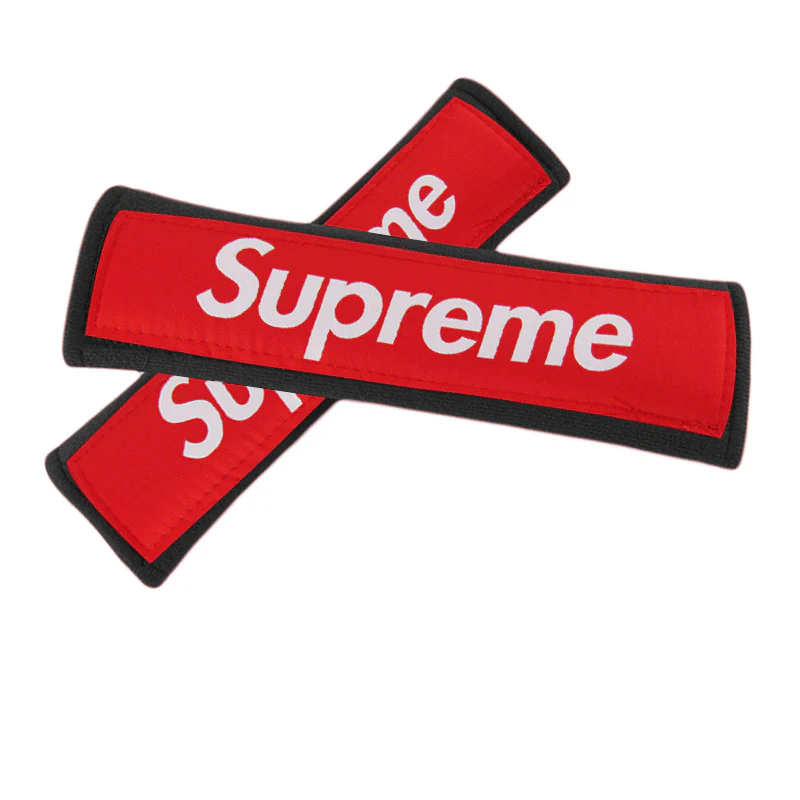 Supreme3M Set Embroidered Logo Black Seat Belt Covers with Metal Pendant with Calf Leather Keychain For Honda Toyota - Image 4
