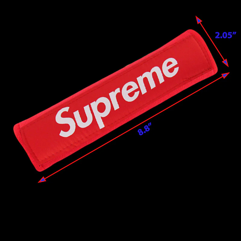 Supreme3M Set Red Embroidered Logo Seat Belt Covers with Metal Pendant with Calf Leather Keychain For Honda Toyota - Image 6