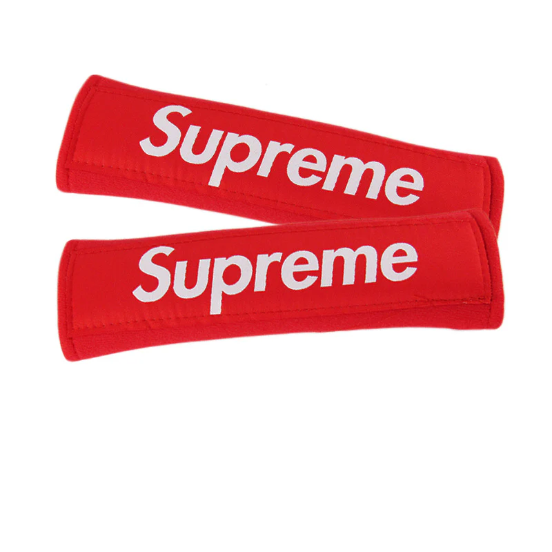 Supreme3M Set Embroidered Logo Red Seat Belt Covers with Black Metal Pendant with Calf Leather Keychain For Honda Toyota - Image 8