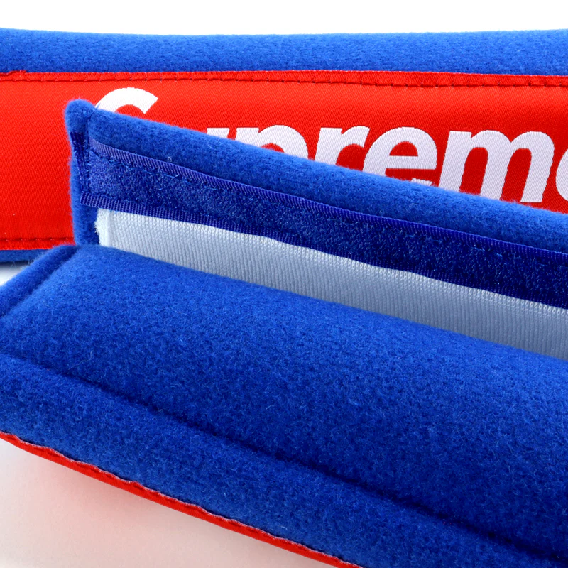 Supreme3M Set Embroidered Logo Blue Seat Belt Covers with Metal Pendant with Calf Leather Keychain For Honda Toyota - Image 6