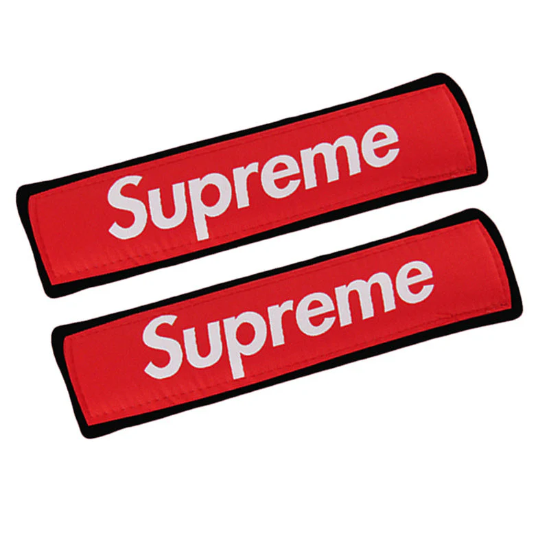 Supreme3M Black Set Embroidered Logo Seat Belt Covers with Metal Pendant with Calf Leather Keychain For Honda Toyota - Image 7