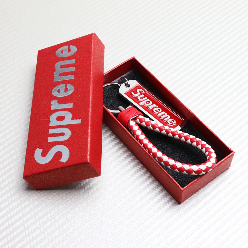 Supreme3M Red Set Embroidered Logo Seat Belt Covers with Metal Pendant with Calf Leather Keychain For Honda Toyota - Image 2