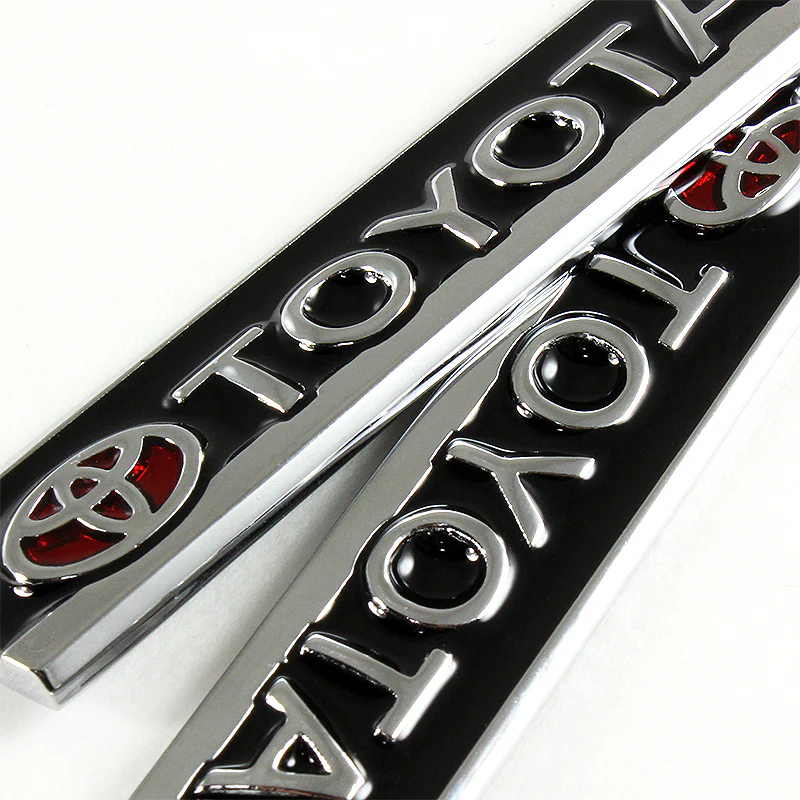 Toyota Black Set Genuine Leather 15" Diameter Car Auto Steering Wheel Cover with 3D Metal Emblems - Image 4