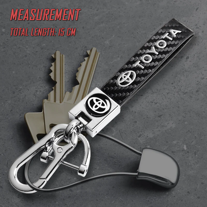 TOYOTA SUPRA COROLLA Camry Universal Chrome 3D Logo Carbon Fiber Look Black Leather Metal Gift Decor Quick Release Lanyard Keychain - Image 5