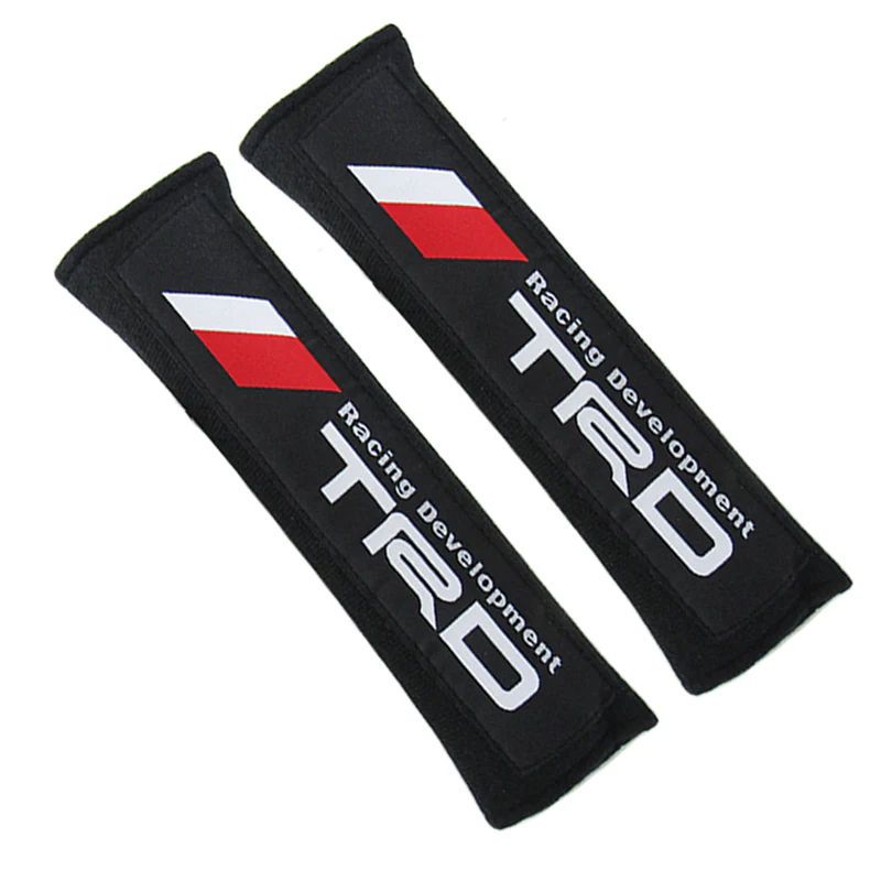 Toyota TRD New Set of Carbon Fiber Look Embroidered Armrest Cushion & Soft Touch Cotton Material Seat Belt Covers - Image 8