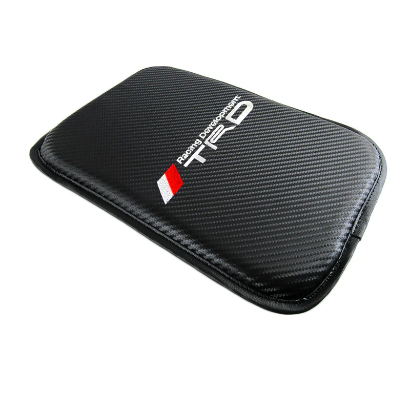 New Toyota TRD Set of Carbon Fiber Look Embroidered Armrest Cushion & Soft Touch Cotton Material Seat Belt Covers - Image 3