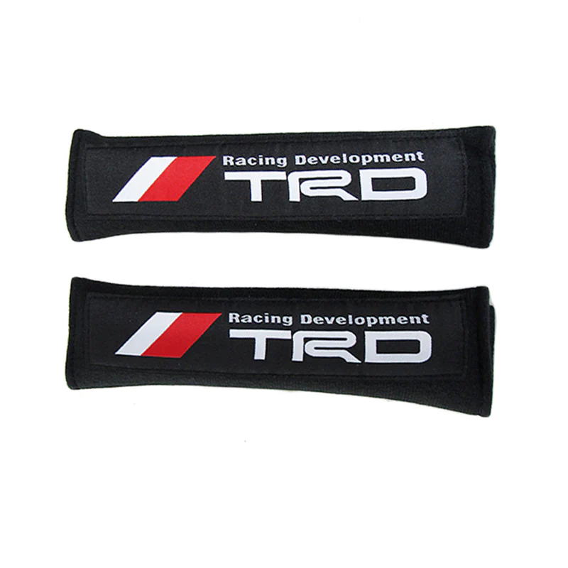 New Toyota TRD Set of Carbon Fiber Look Embroidered Armrest Cushion & Soft Touch Cotton Material Seat Belt Covers - Image 7