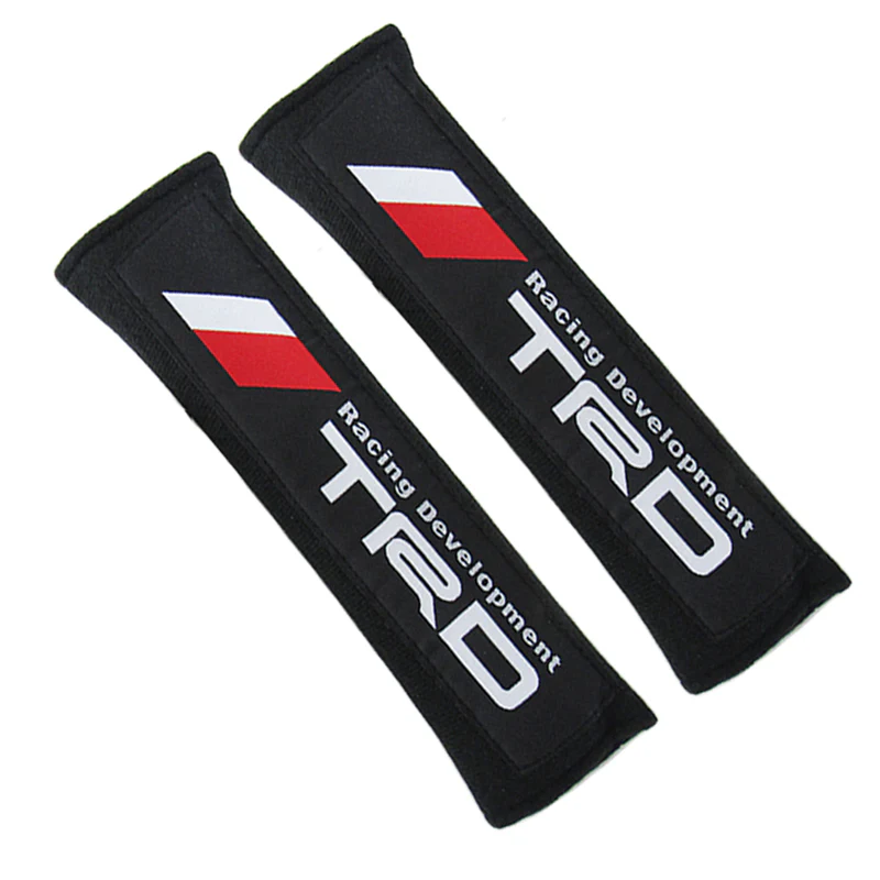 New Toyota TRD Set of Carbon Fiber Look Embroidered Armrest Cushion & Soft Touch Cotton Material Seat Belt Covers - Image 9