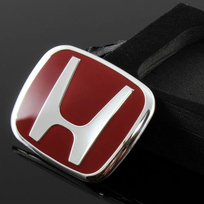 JDM Honda Set Red H Emblem For Steering Wheel 54mm x 43mm with Universal Aluminum Anti Skid Floor Mat Carpet Rest Pedal Pad Cover - Image 9