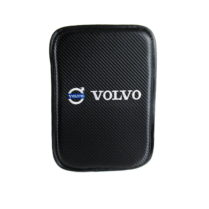 VOLVO Black 15" Diameter Car Auto Steering Wheel Cover Genuine Leather with Center Console Armrest Cushion Mat Pad Cover Stitched Embroidery Logo - Image 10