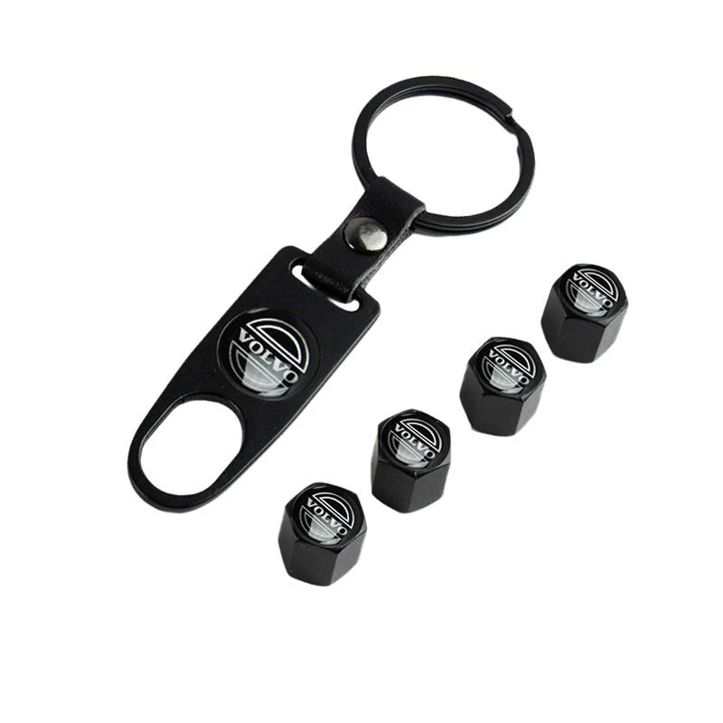 VOLVO LOGO Set Emblems with Black Keychain Wheel Tire Valves Air Caps - US SELLER - Image 6