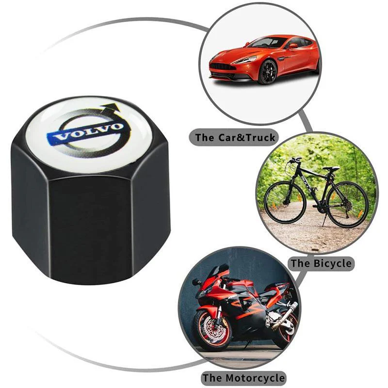 VOLVO LOGO Set Emblems with Wheel Tire Valves Air Caps Keychain - US SELLER - Image 2