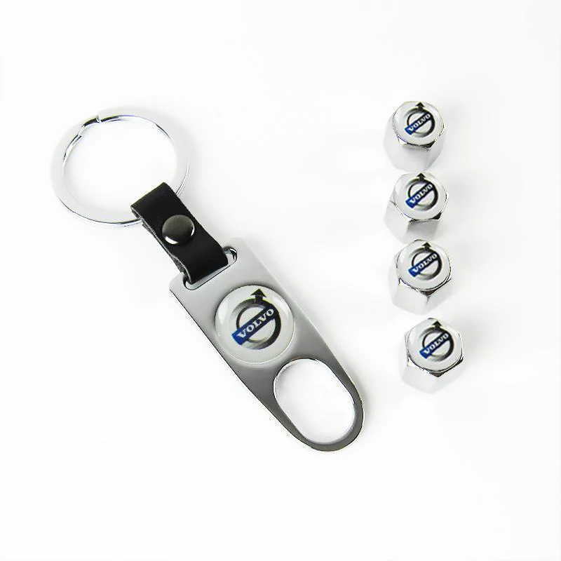 VOLVO Set LOGO Emblems with Keychain Tire Valves Wheel Air Caps - US SELLER - Image 6