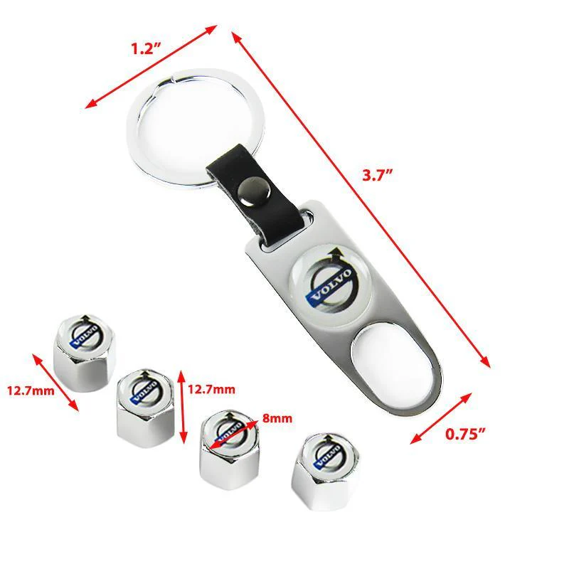 VOLVO Set LOGO Emblems with Tire Valves Wheel Air Caps Keychain - US SELLER - Image 5
