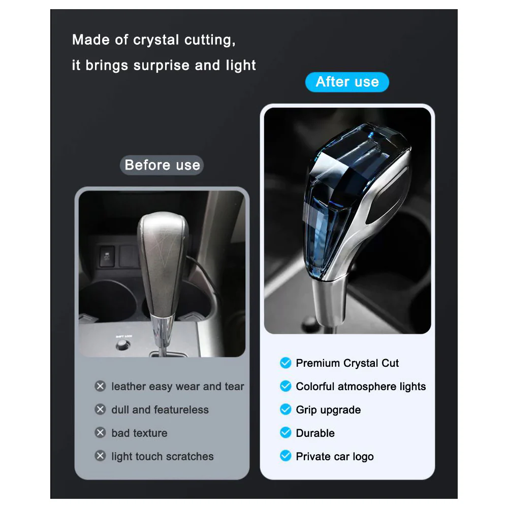 Crystal Handle Touch Motion Activated LED Car Gear Shift Knob Shifter for FORD - Image 7