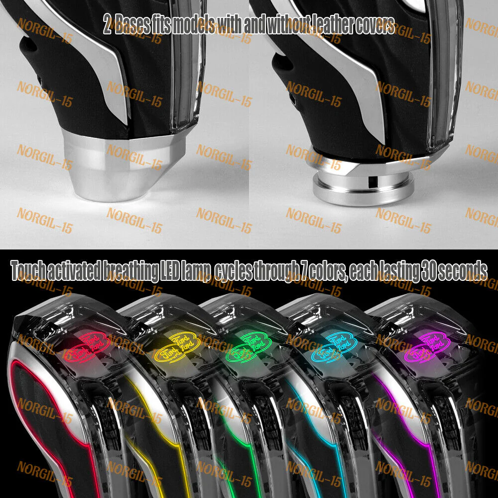 Crystal Touch Motion LED Car Shift Knob Shifter with Lock Button for Ford - Image 2