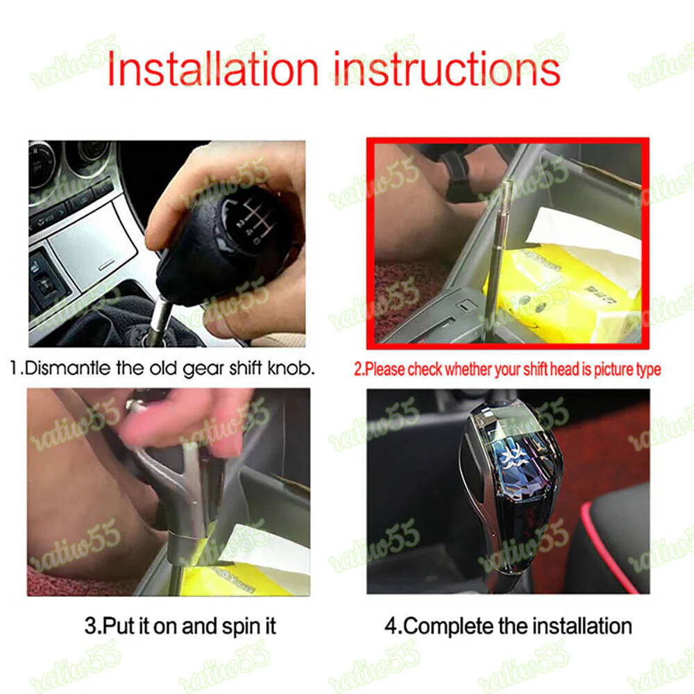 Crystal Touch Motion LED Car Shift Knob Shifter with Lock Button for Ford - Image 6