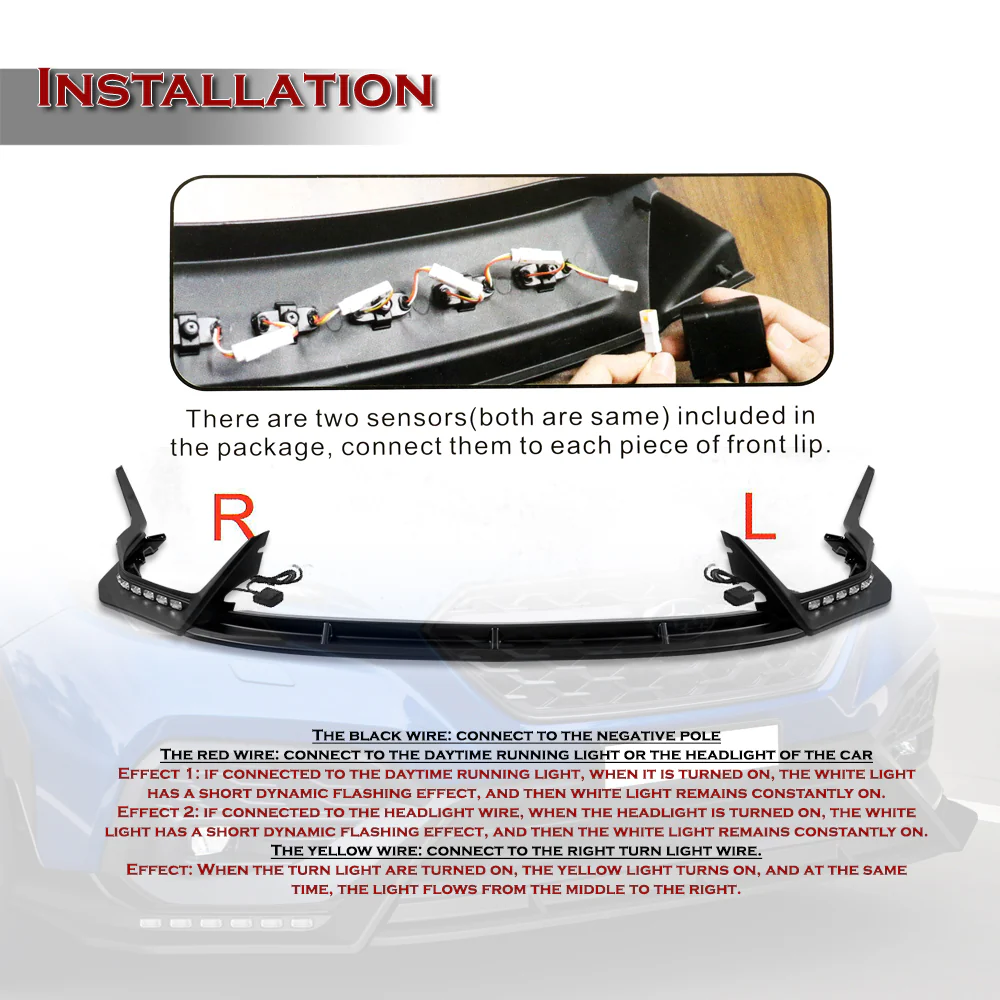 CS-Style For 2022 - 2025 Subaru WRX Front Bumper Lip Splitter With LED Sequential Light -Carbon Fiber Look - Image 4