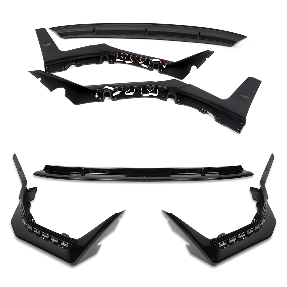 CS-Style For 2022 - 2025 Subaru WRX Front Bumper Lip Splitter With LED Sequential Light -Painted Black - Image 3