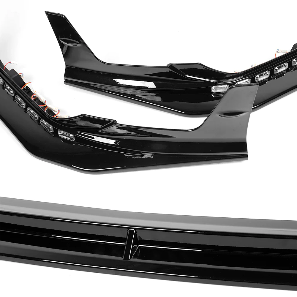 CS-Style For 2022 - 2025 Subaru WRX Front Bumper Lip Splitter With LED Sequential Light -Painted Black - Image 4